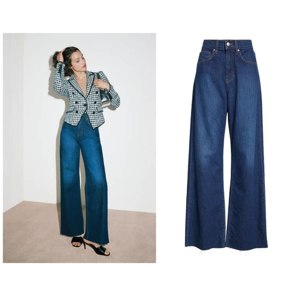 Veronica Beard Denim - VERONICA BEARD Taylor Raw Hem High Waist Wide Leg Jeans NWT